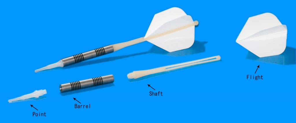 diagram showing dart point barrel shaft and flight