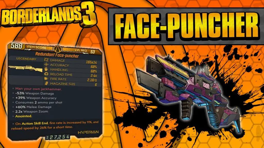Item score view of the Legendary Face Puncher
