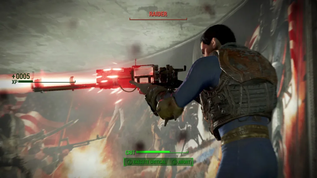 Raider wielding gun in Fallout 4.
