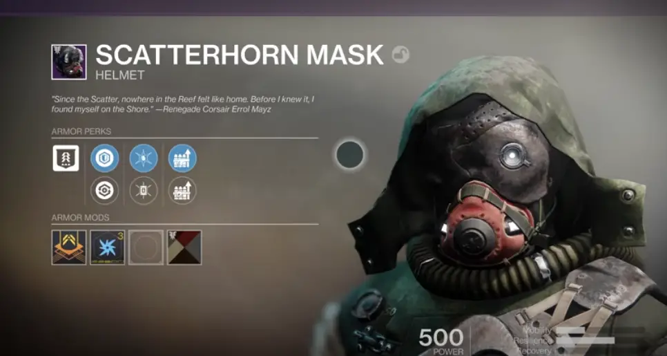Scatterhorn mask helmet in Destiny 2
