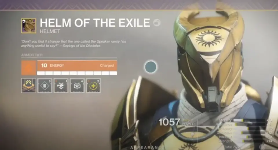 Helm of the Exile helmet in Destiny 2