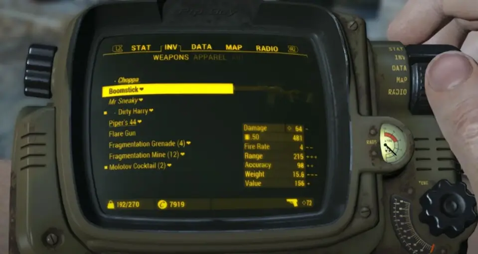 Fallout 4-də konsoldakı maddə siyahısı